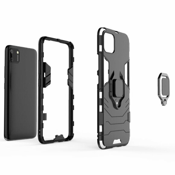 Чехол Armor Ring Holder для Realme C20 / Realme C11 2021 (черный) Чехол Armor Ring Holder для Realme C20 / Realme C11 2021 (черный)