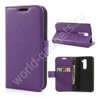 Горизонтальный чехол с визитницей для LG G2 (фиолетовый)