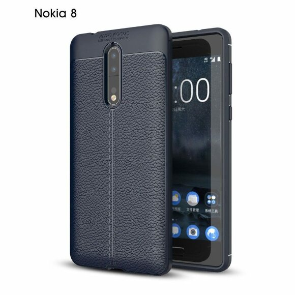 Чехол-накладка Litchi Grain для Nokia 8 (темно-синий)