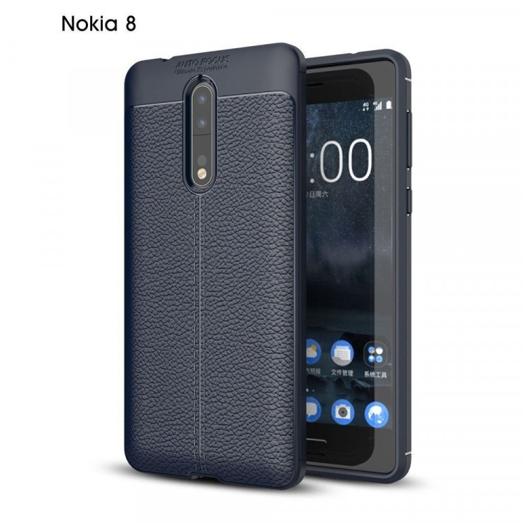 Чехол-накладка Litchi Grain для Nokia 8 (темно-синий)