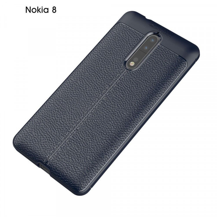 Чехол-накладка Litchi Grain для Nokia 8 (темно-синий)