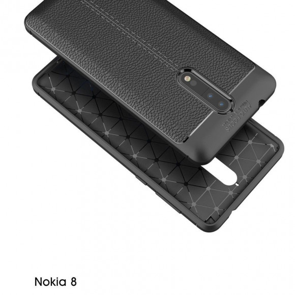 Чехол-накладка Litchi Grain для Nokia 8 (темно-синий) Чехол-накладка Litchi Grain для Nokia 8 (темно-синий)