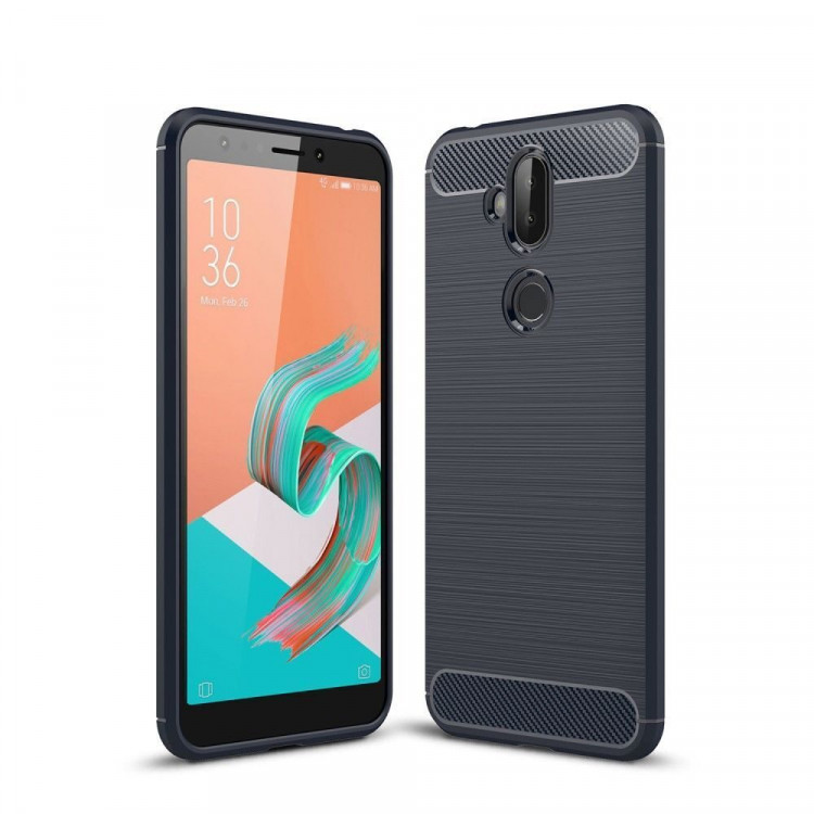 Чехол-накладка Carbon Fibre для Asus Zenfone 5 Lite ZC600KL (темно-синий)