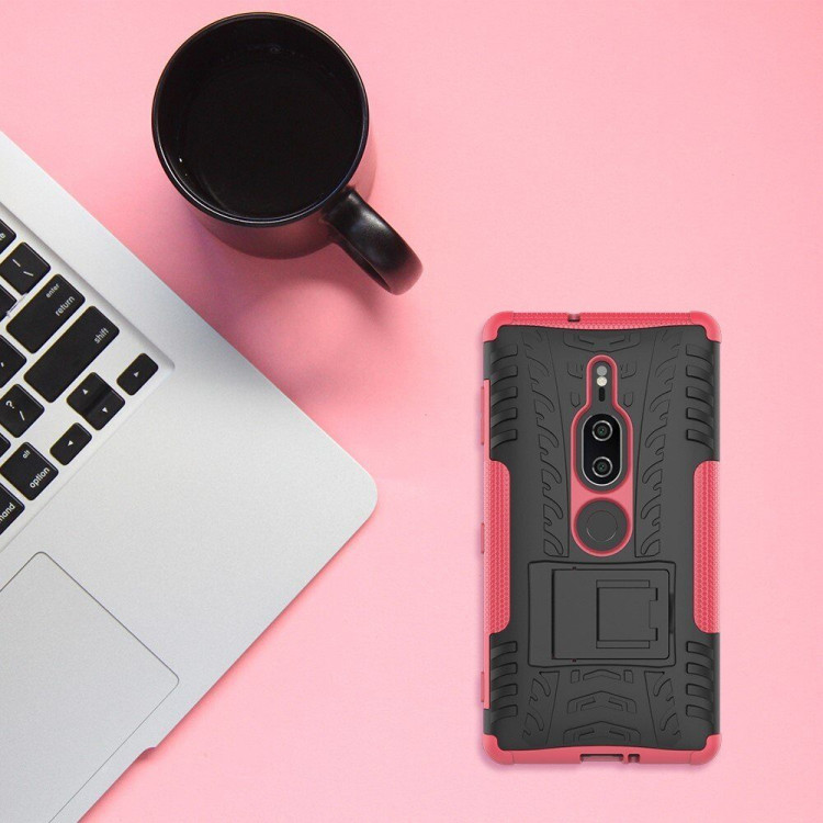 Чехол Hybrid Armor для Sony Xperia XZ2 Premium (черный + розовый)