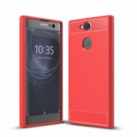 Чехол-накладка Carbon Fibre для Sony Xperia XA2 (красный)