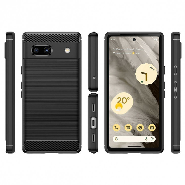 Чехол-накладка Carbon Fibre для Google Pixel 7a (черный)