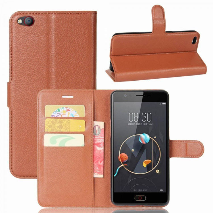 Чехол с визитницей для ZTE Nubia N2 (коричневый)