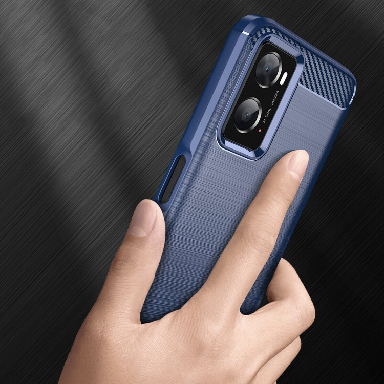 Чехол-накладка Carbon Fibre для Realme 9i, OPPO A36, OPPO A76 (темно-синий)