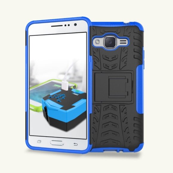 Чехол Hybrid Armor для Samsung Galaxy J2 Prime SM-G532F (черный + голубой)