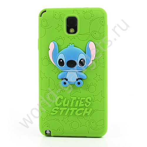 Силиконовый чехол Stitch для Samsung Galaxy Note 3 / N9000 (зеленый)