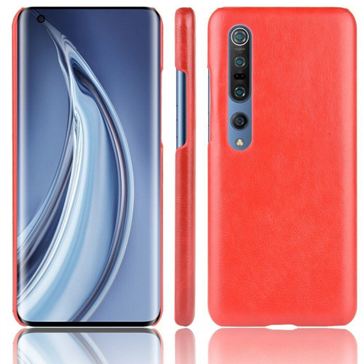 Кожаная накладка-чехол для Xiaomi Mi 10 / Mi 10 Pro (красный)