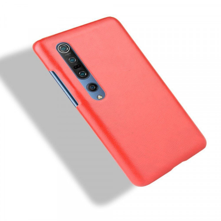 Кожаная накладка-чехол для Xiaomi Mi 10 / Mi 10 Pro (красный)