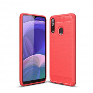 Чехол-накладка Carbon Fibre для Samsung Galaxy A20s (красный)