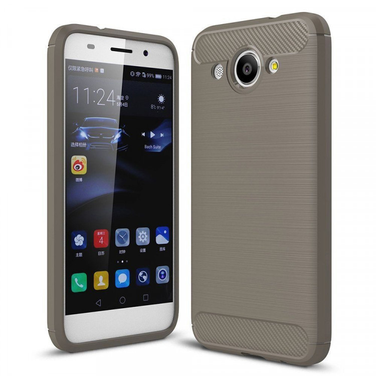 Чехол-накладка Carbon Fibre для Huawei Y3 2017 (серый)