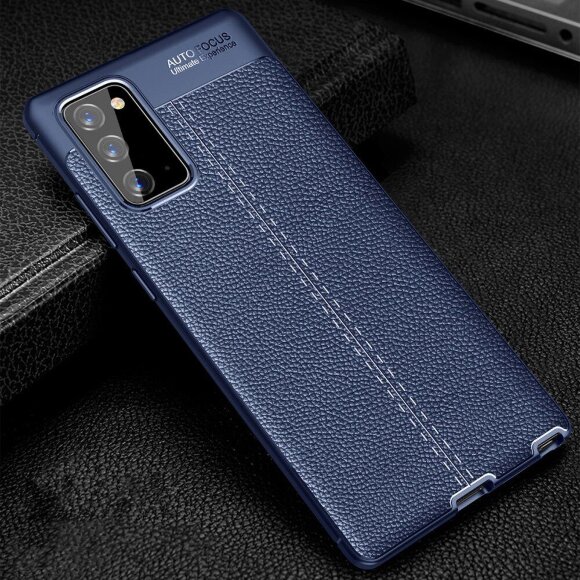 Чехол-накладка Litchi Grain для Samsung Galaxy Note 20 (темно-синий) Чехол-накладка Litchi Grain для Samsung Galaxy Note 20 (темно-синий)