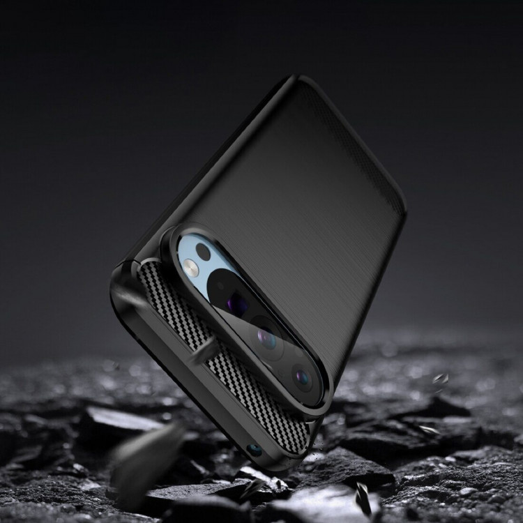 Чехол-накладка Carbon Fibre для Google Pixel 9, Pixel 9 Pro (черный)