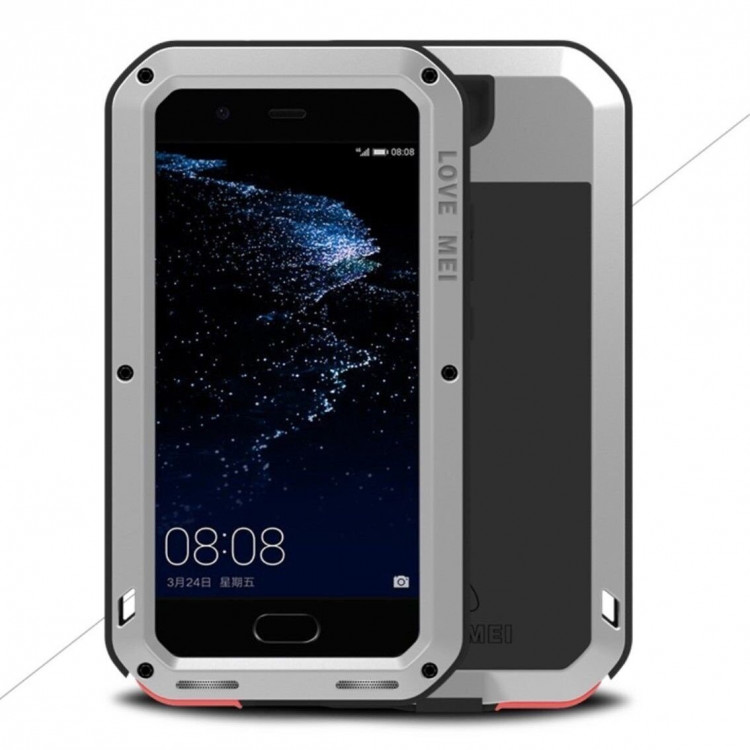 Гибридный чехол LOVE MEI для Huawei P10 (серебряный)