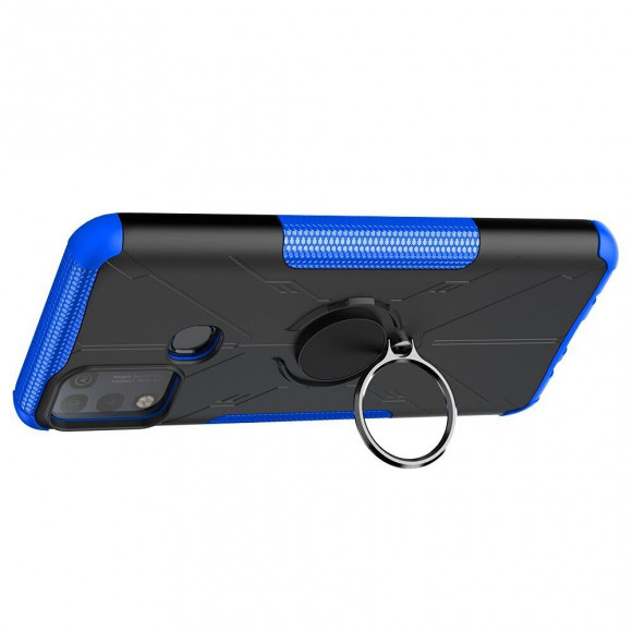 Чехол Armor Shockproof Ring Holder для Infinix Hot 10 Play / Hot 11 Play (черный + голубой) Чехол Armor Shockproof Ring Holder для Infinix Hot 10 Play / Hot 11 Play (черный + голубой)