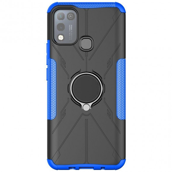 Чехол Armor Shockproof Ring Holder для Infinix Hot 10 Play / Hot 11 Play (черный + голубой) Чехол Armor Shockproof Ring Holder для Infinix Hot 10 Play / Hot 11 Play (черный + голубой)
