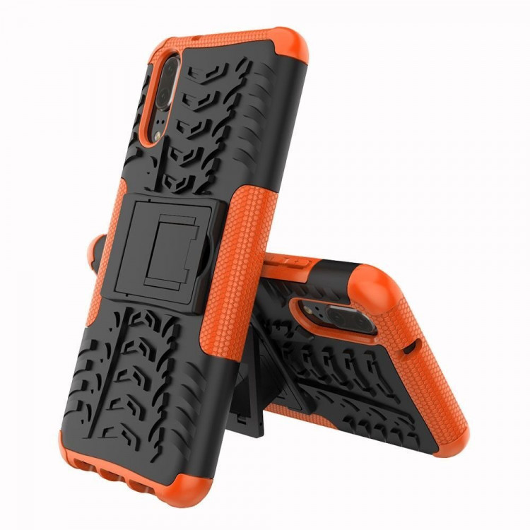 Чехол Hybrid Armor для Huawei P20 (черный + оранжевый)