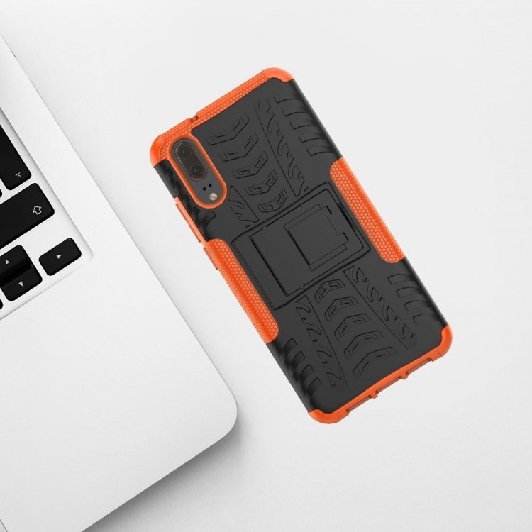 Чехол Hybrid Armor для Huawei P20 (черный + оранжевый)