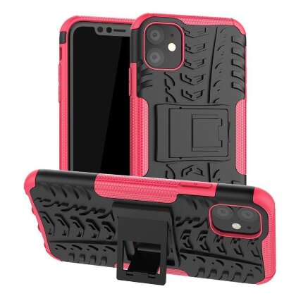Чехол Hybrid Armor для iPhone 11 (черный + розовый)