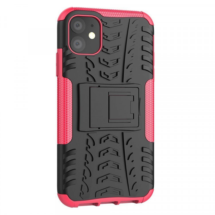 Чехол Hybrid Armor для iPhone 11 (черный + розовый)