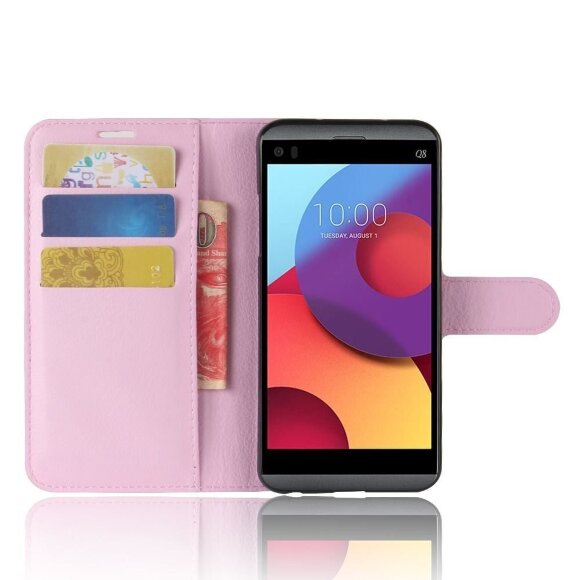 Чехол с визитницей для LG Q8 (розовый)