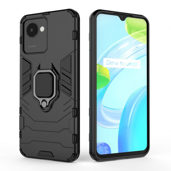 Чехол Armor Ring Holder для Realme C30 (черный)