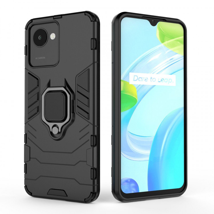 Чехол Armor Ring Holder для Realme C30 (черный)
