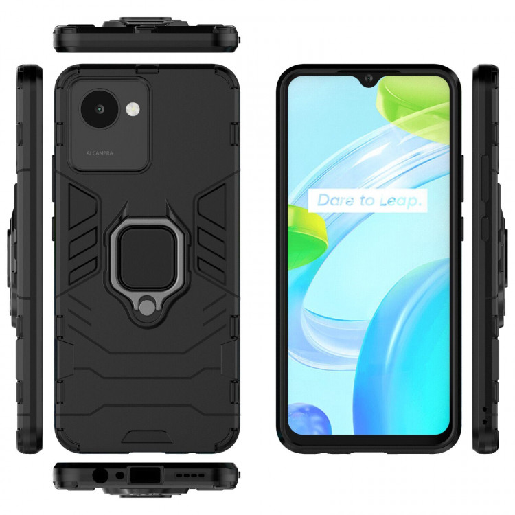 Чехол Armor Ring Holder для Realme C30 (черный)