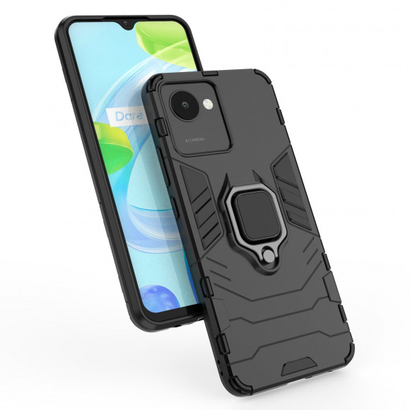 Чехол Armor Ring Holder для Realme C30 (черный)