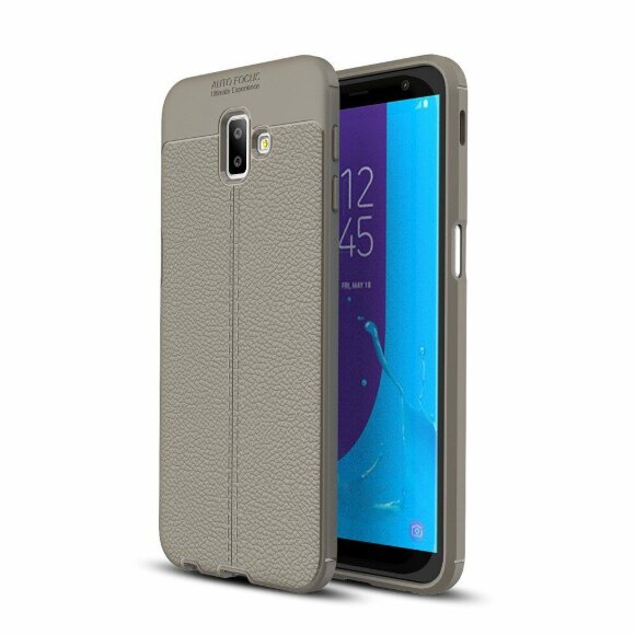 Чехол-накладка Litchi Grain для Samsung Galaxy J6+ (Plus) (серый)