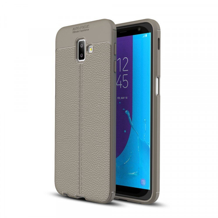 Чехол-накладка Litchi Grain для Samsung Galaxy J6+ (Plus) (серый)