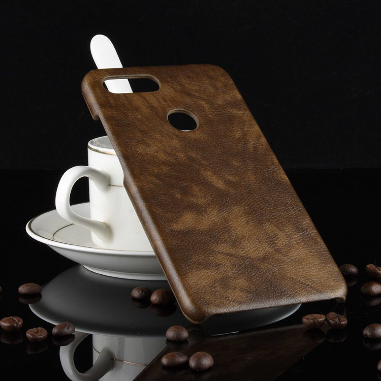 Чехол Litchi Texture для Xiaomi Mi 8 Lite (коричневый)