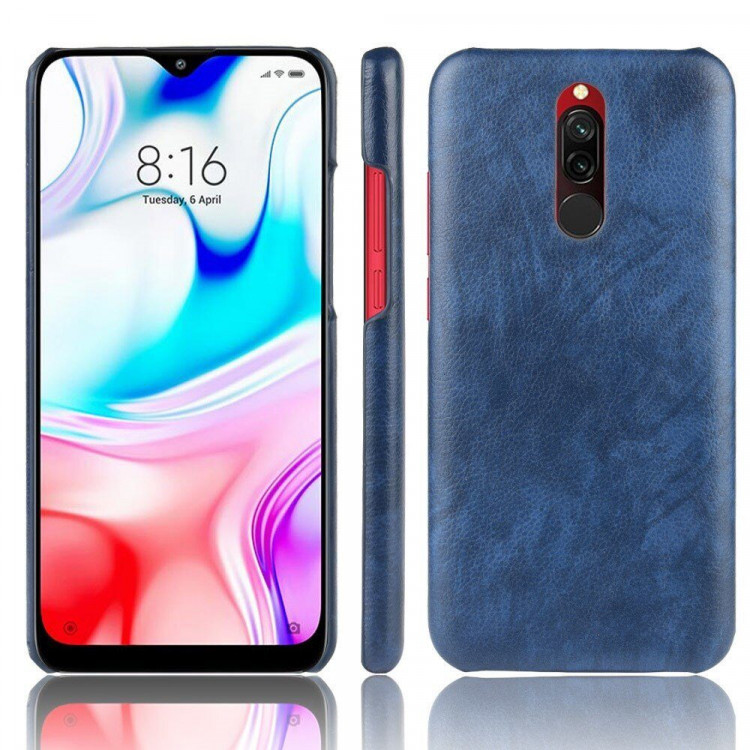 Кожаная накладка-чехол для Xiaomi Redmi 8 (синий)