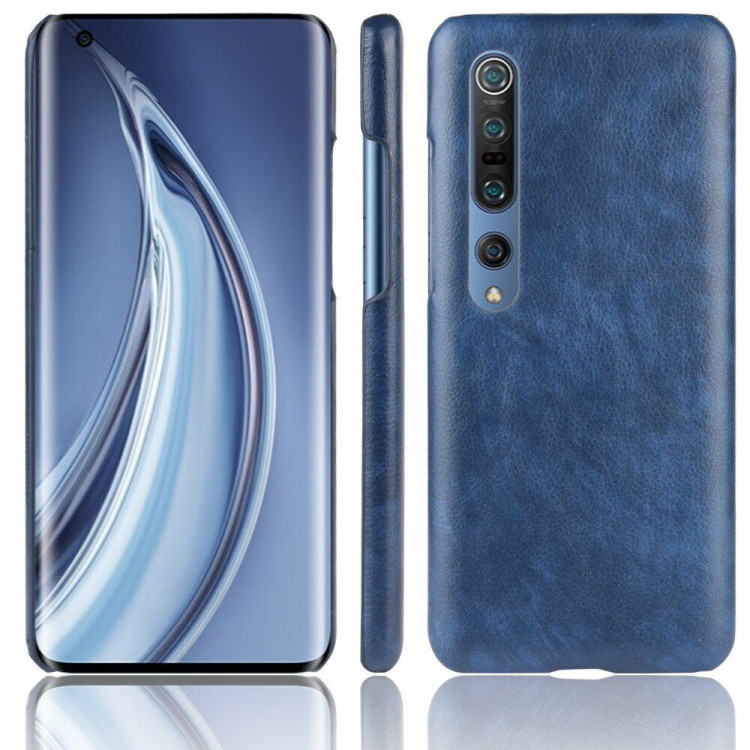 Кожаная накладка-чехол для Xiaomi Mi 10 / Mi 10 Pro (синий)
