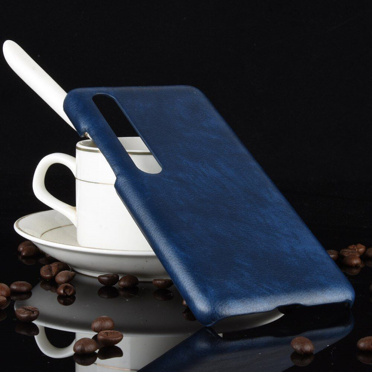 Кожаная накладка-чехол для Xiaomi Mi 10 / Mi 10 Pro (синий)