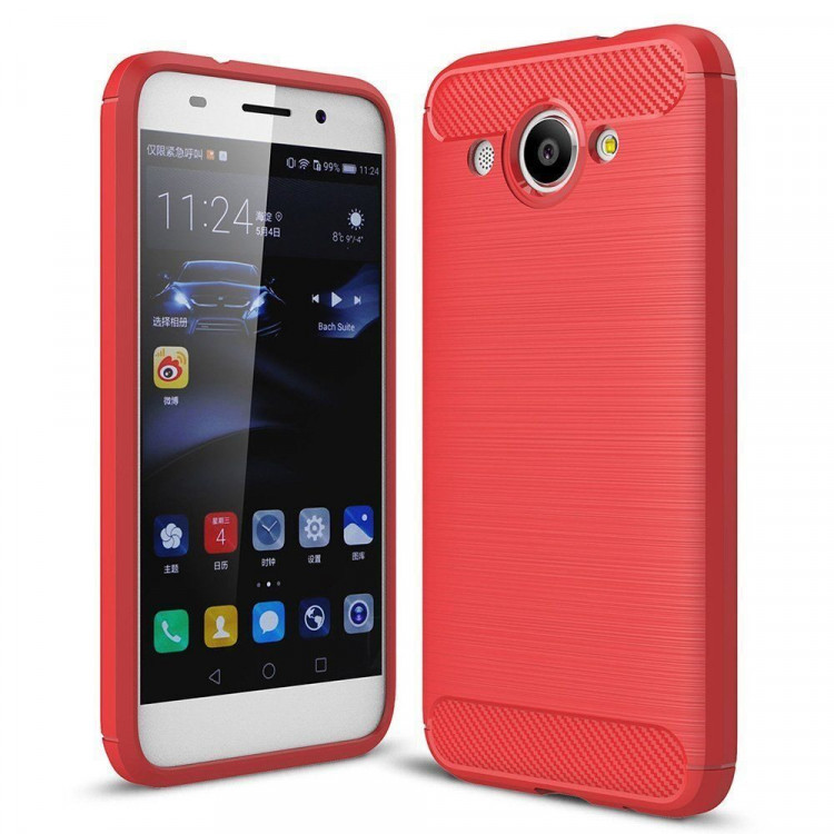 Чехол-накладка Carbon Fibre для Huawei Y3 2017 (красный)