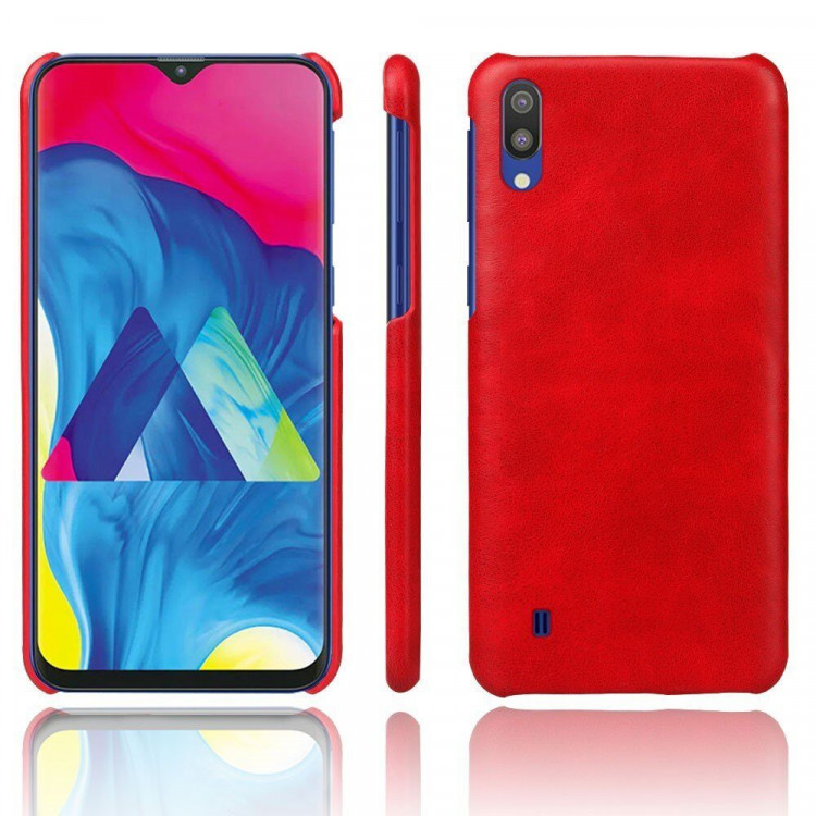 Кожаная накладка-чехол Litchi Texture для Samsung Galaxy M10 (красный)