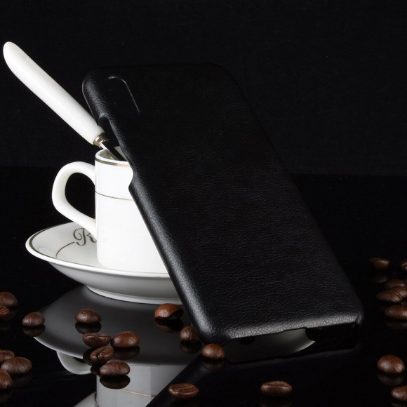 Кожаная накладка-чехол для Huawei Y6 Pro (2019) (черный)