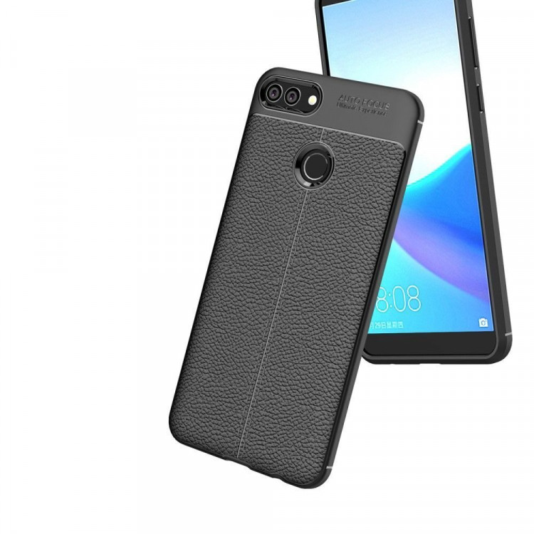 Чехол-накладка Litchi Grain для Huawei Y9 (2018) / Enjoy 8 Plus (черный)