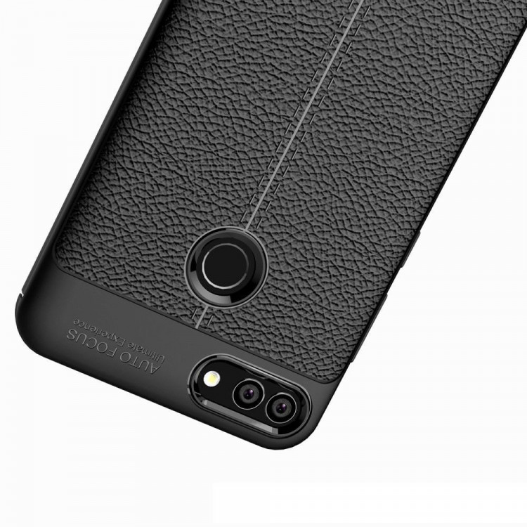 Чехол-накладка Litchi Grain для Huawei Y9 (2018) / Enjoy 8 Plus (черный)
