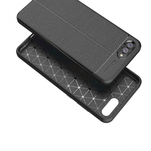 Чехол-накладка Litchi Grain для Huawei Nova 2s (темно-синий)