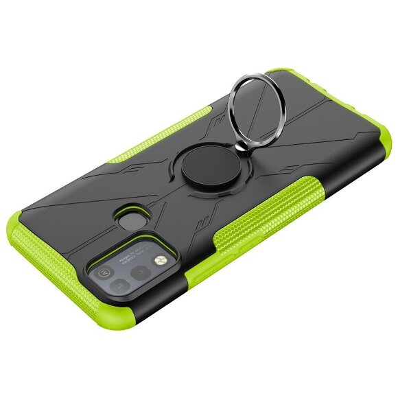 Чехол Armor Shockproof Ring Holder для Infinix Hot 10 Play / Hot 11 Play (черный + зеленый) Чехол Armor Shockproof Ring Holder для Infinix Hot 10 Play / Hot 11 Play (черный + зеленый)