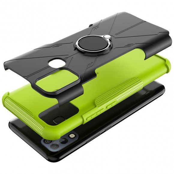 Чехол Armor Shockproof Ring Holder для Infinix Hot 10 Play / Hot 11 Play (черный + зеленый) Чехол Armor Shockproof Ring Holder для Infinix Hot 10 Play / Hot 11 Play (черный + зеленый)