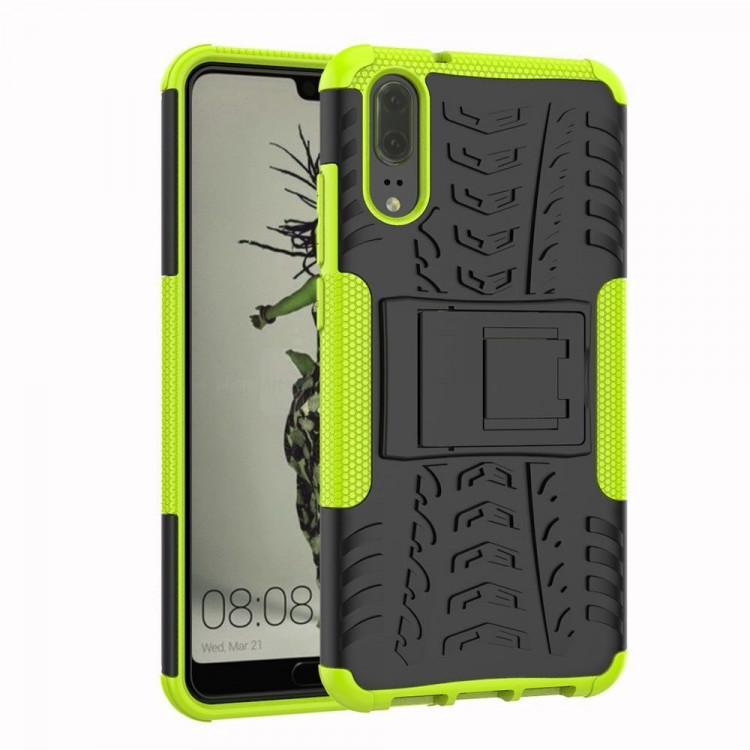 Чехол Hybrid Armor для Huawei P20 (черный + зеленый)