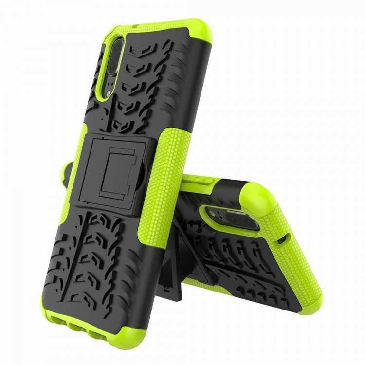 Чехол Hybrid Armor для Huawei P20 (черный + зеленый)