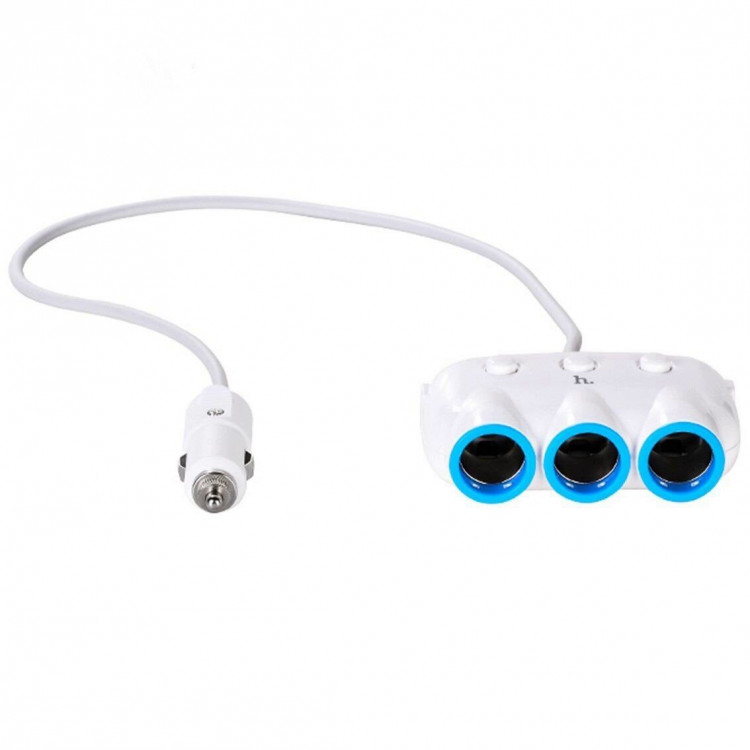 Автомобильное зарядное устройство HOCO Three in one сar charger 3,1А (12-24V)