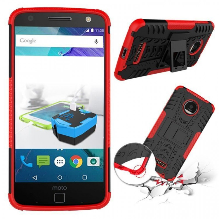Чехол Hybrid Armor для Motorola Moto Z (черный + красный)